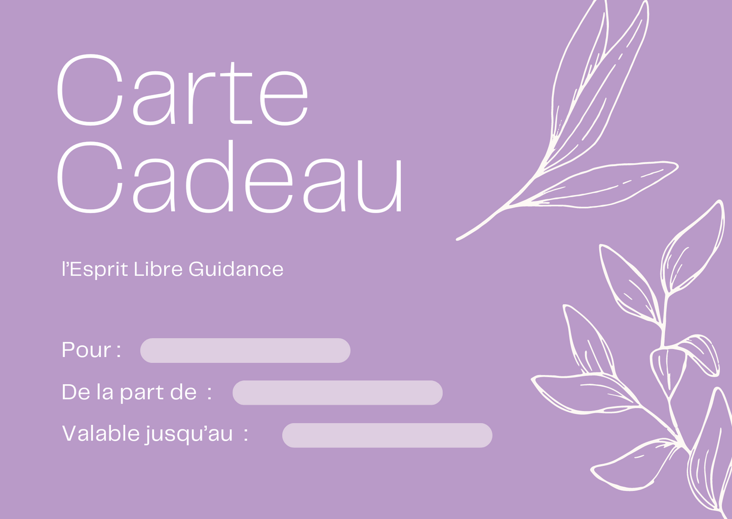 Carte-cadeau l'Esprit Libre Guidance